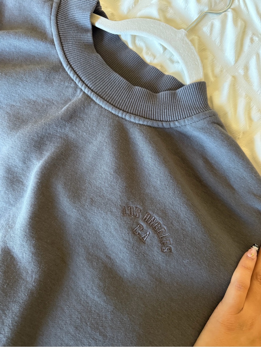 Angel Kiss Slate Gray Embroidered Crewneck Sweatshirt